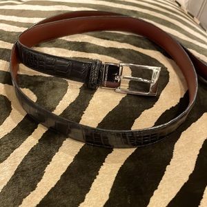 Men’s American Alligator Belt (Black with Silver Hardware)